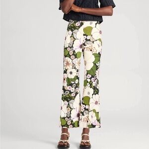 Maje Floral 70s Inspired Flare Pants Cotton Patterned Trousers